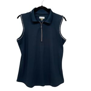 Greg Norman Navy Playdry Athleisure Sleeveless Women’s Polo Size Large